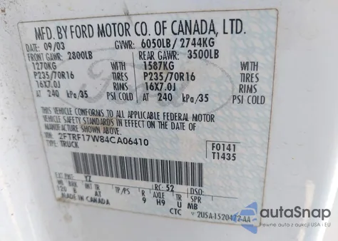 2004 Ford F-150 Heritage Xl/Xlt from USA, damaged, VIN 2FTRF17W84CA06410